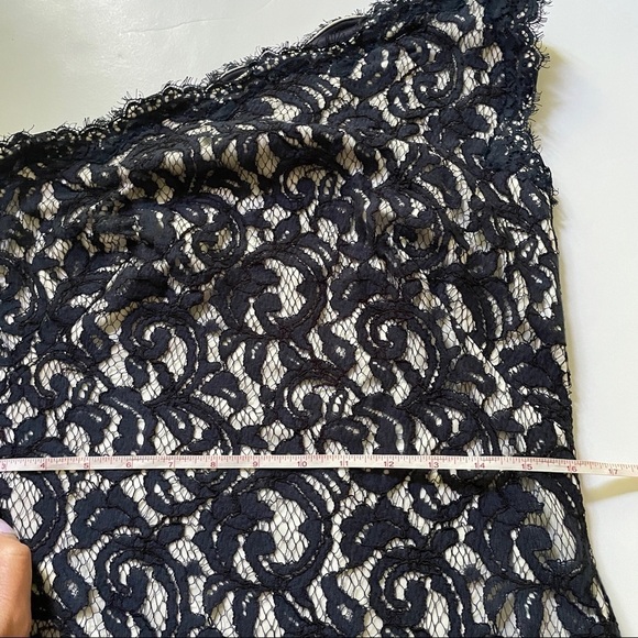 Tadashi Shoji Blue & White Lace One Shoulder Dress Size 10 - Picture 12 of 13